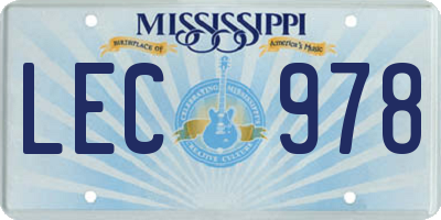 MS license plate LEC978