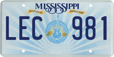 MS license plate LEC981