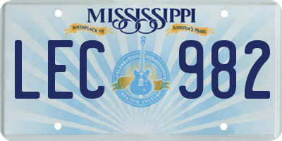 MS license plate LEC982