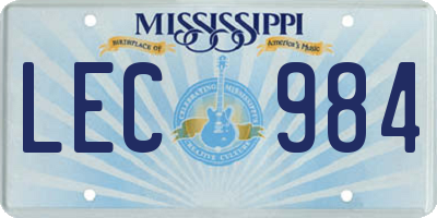 MS license plate LEC984