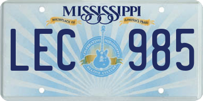 MS license plate LEC985