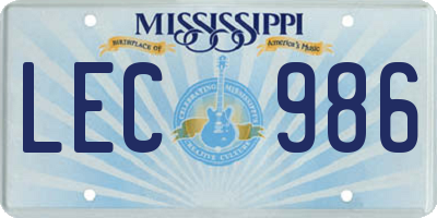 MS license plate LEC986