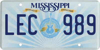 MS license plate LEC989