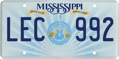 MS license plate LEC992