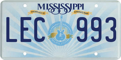 MS license plate LEC993