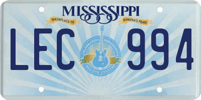 MS license plate LEC994