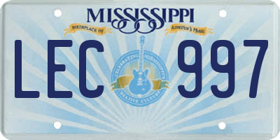 MS license plate LEC997