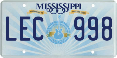 MS license plate LEC998