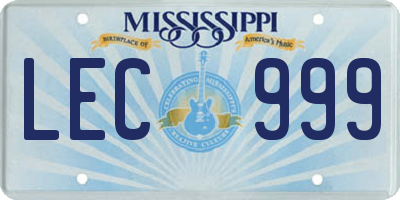 MS license plate LEC999