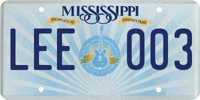 MS license plate LEE003