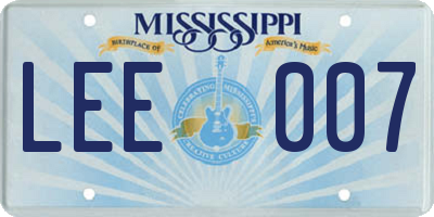 MS license plate LEE007