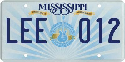 MS license plate LEE012