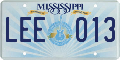 MS license plate LEE013