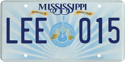 MS license plate LEE015