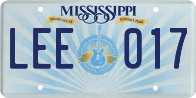 MS license plate LEE017