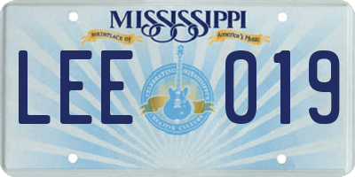 MS license plate LEE019