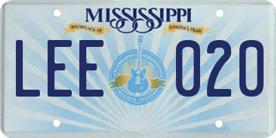 MS license plate LEE020