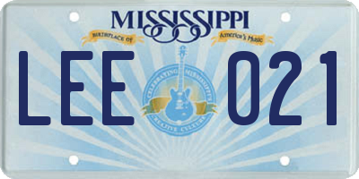 MS license plate LEE021