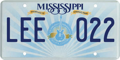 MS license plate LEE022