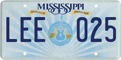MS license plate LEE025