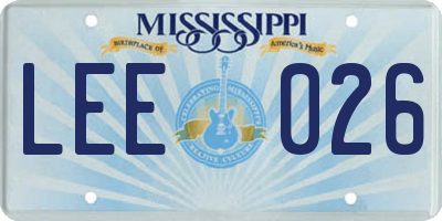 MS license plate LEE026