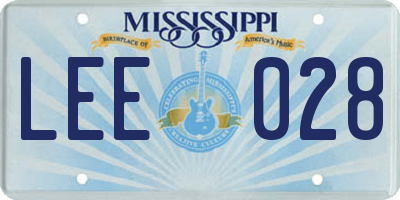 MS license plate LEE028