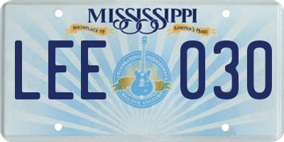 MS license plate LEE030