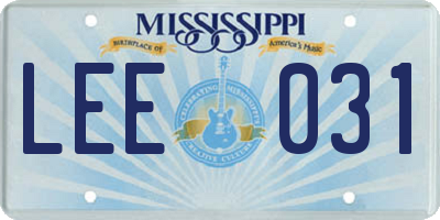 MS license plate LEE031