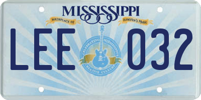 MS license plate LEE032