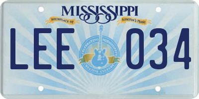 MS license plate LEE034