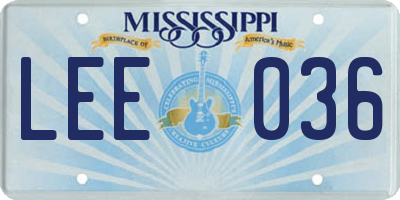 MS license plate LEE036