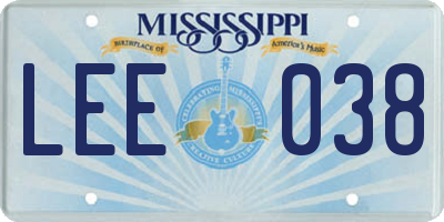 MS license plate LEE038