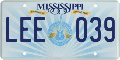 MS license plate LEE039