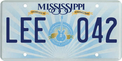 MS license plate LEE042