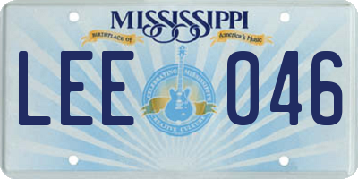 MS license plate LEE046