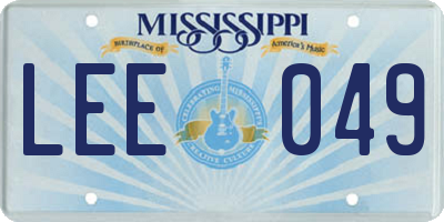 MS license plate LEE049