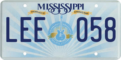 MS license plate LEE058