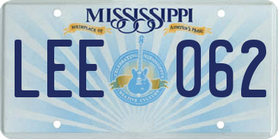 MS license plate LEE062