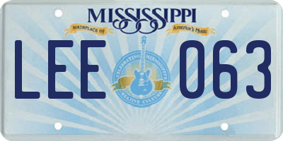 MS license plate LEE063