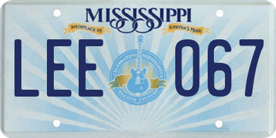 MS license plate LEE067
