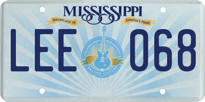 MS license plate LEE068