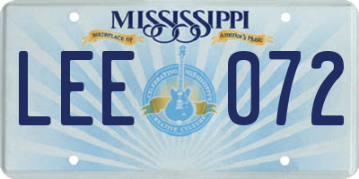 MS license plate LEE072