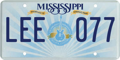 MS license plate LEE077