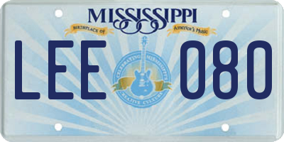 MS license plate LEE080