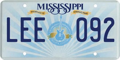 MS license plate LEE092