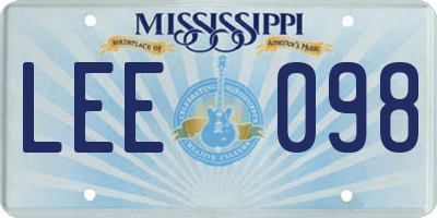 MS license plate LEE098