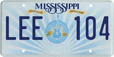 MS license plate LEE104