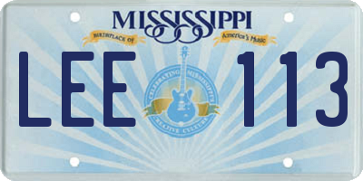 MS license plate LEE113