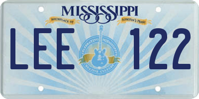 MS license plate LEE122