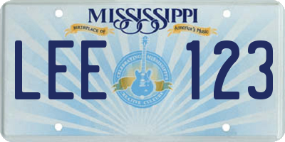 MS license plate LEE123